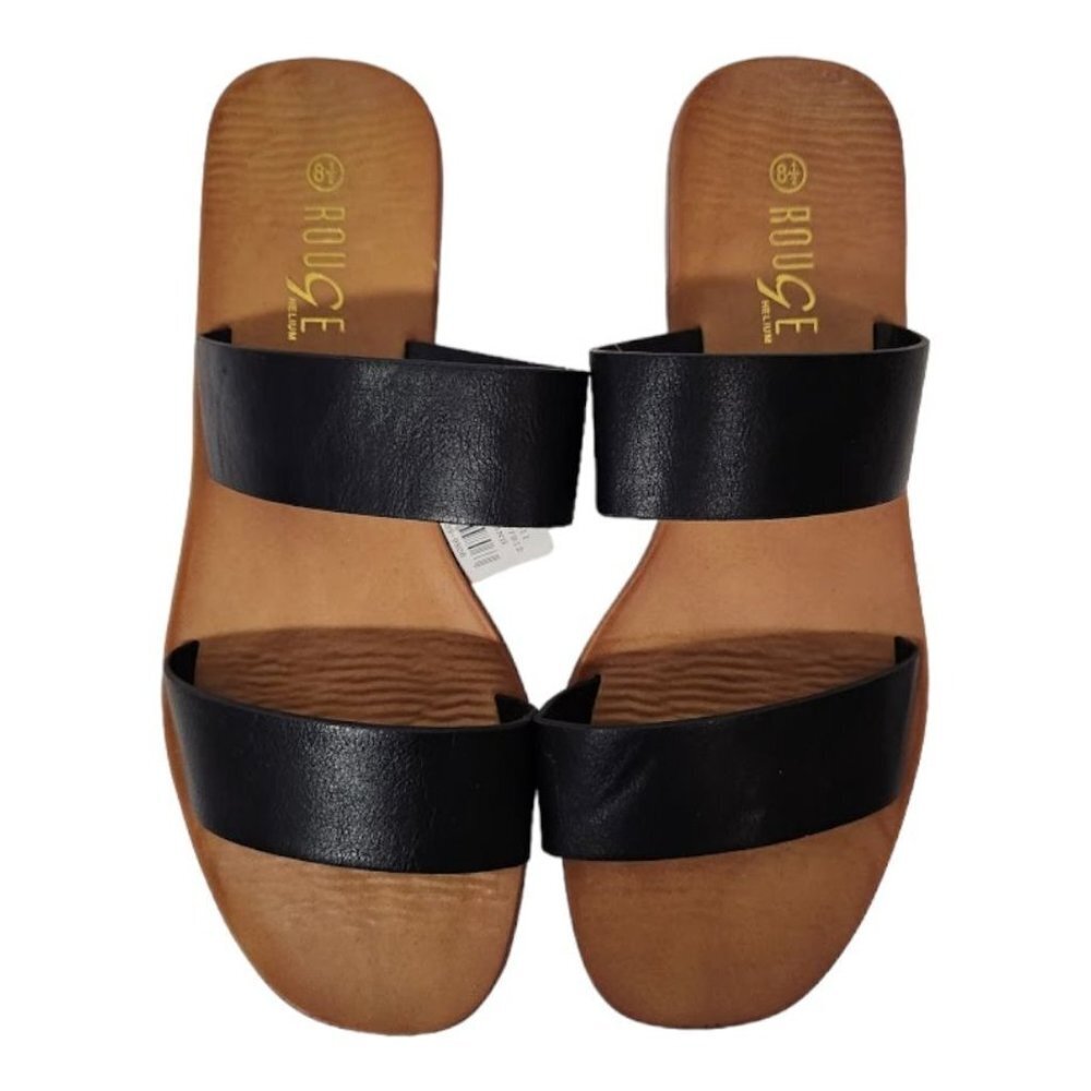 NWT Rouge Helium Strappy Flat Sandal in Black - Size‎ 8.5